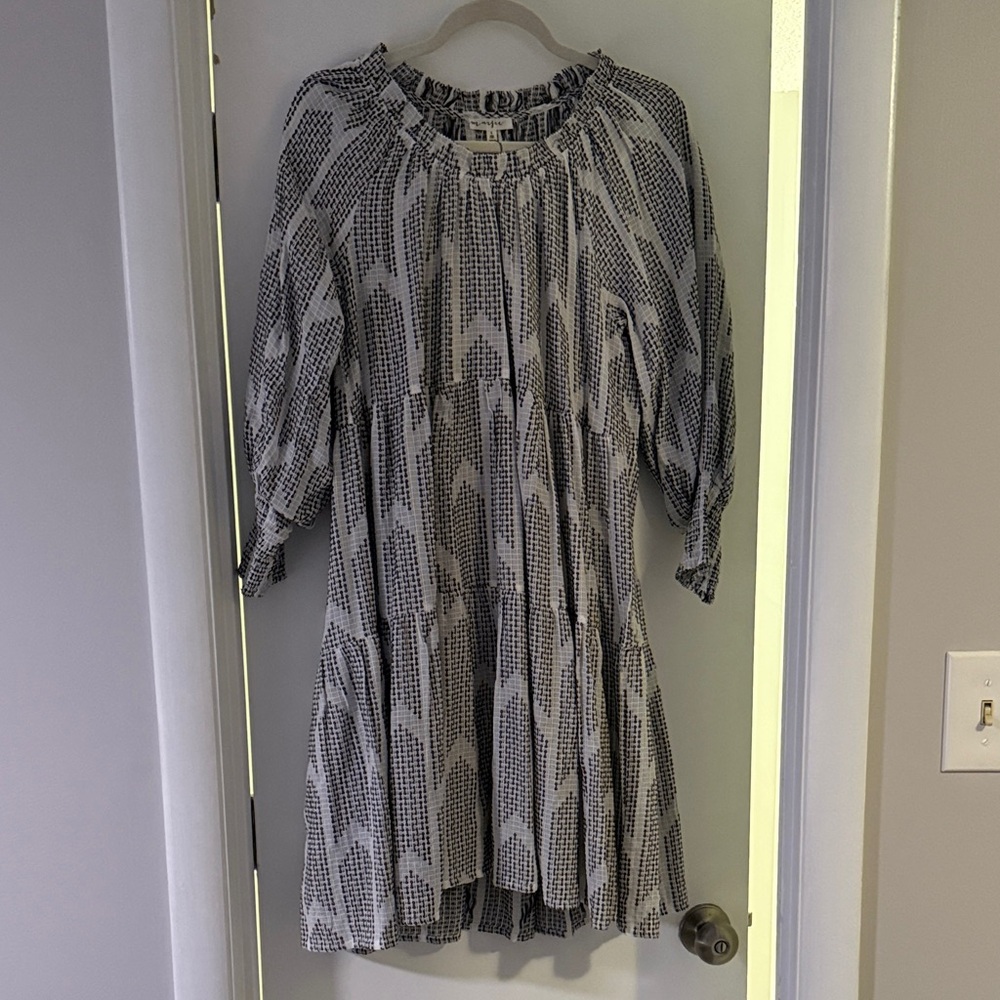 Women's Mini Dress in Black and White Printed Pattern